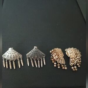 Elegant Silver and Gold Chandelier Earrings